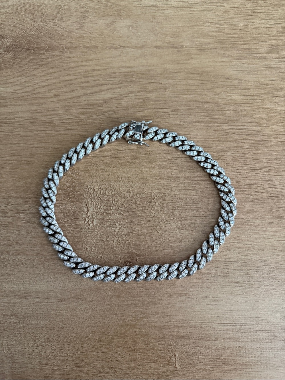 Sterling Silver Crystal Pave Cuban Link Necklace - Silver